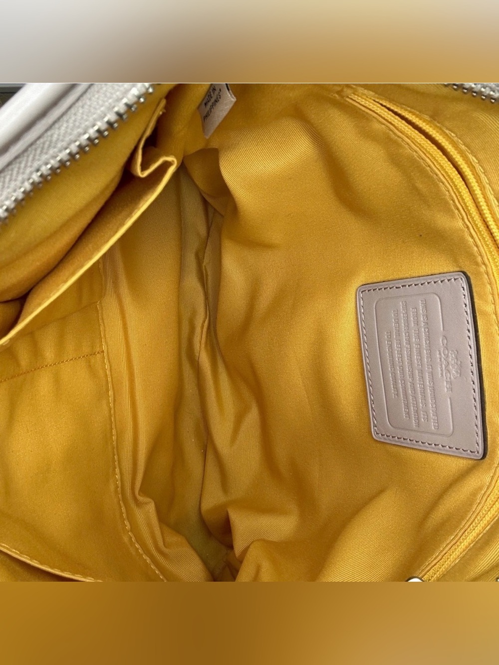 Coach Varsity Stripe Crossbody Bag F38402 Cream Orange Yellow Swingpack 2018 GUC - Picture 12 of 13
